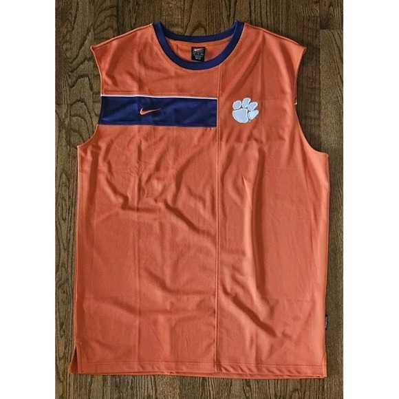 Nike Team Clemson Tigers  Shirt Size XL Orange Jersey College Sleeveless Dri Fit - Picture 1 of 13